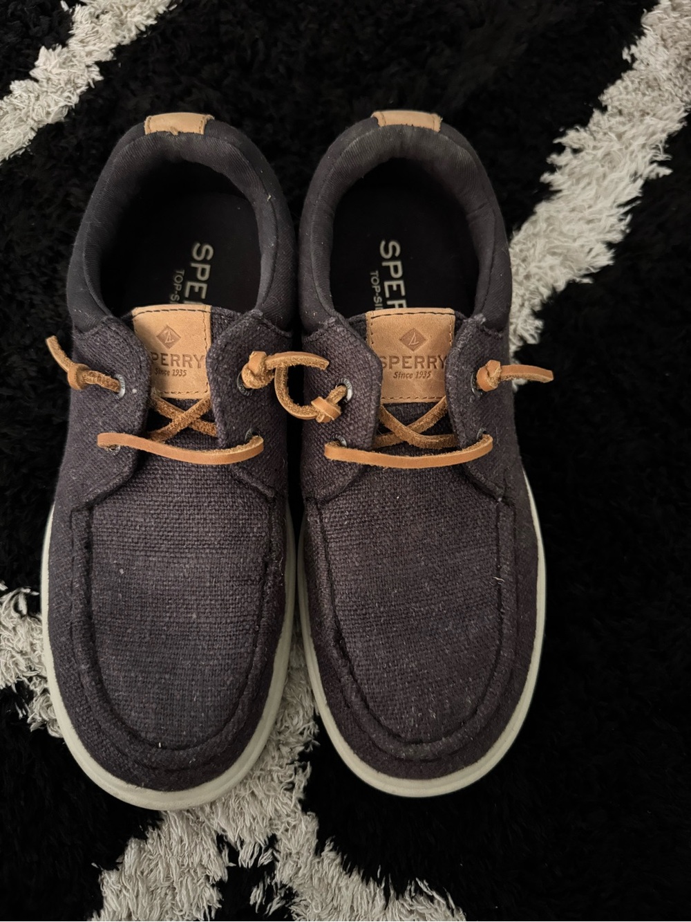 Sperry grey Canvas Boat Shoes with Tan Laces